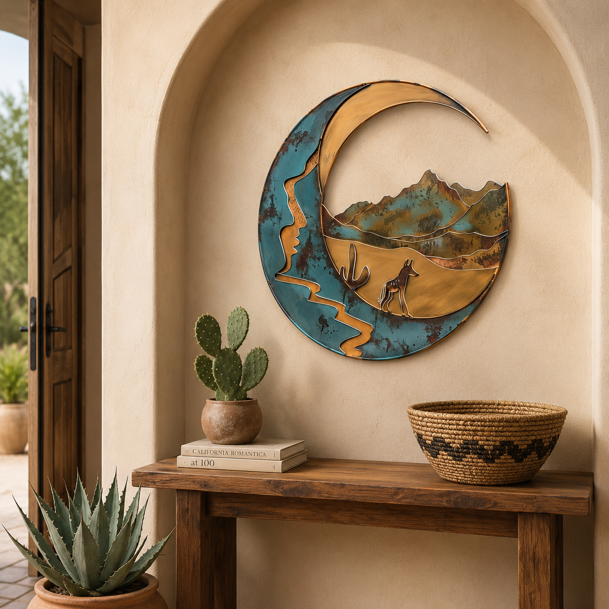 Wolf Cactus Garden Metal Wall Art
