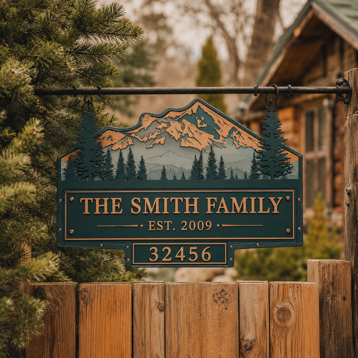 Personalized Address Metal Sign, Custom Family Name House Number Plaque