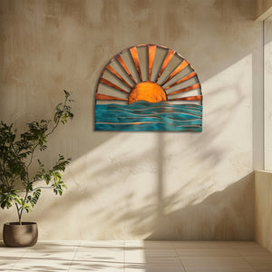 Sun Ocean Metal Wall Art – UV Printed Aluminum Coastal Decor for Indoor & Outdoor