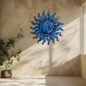 Blue Sun Metal Wall Art – UV Printed Aluminum Decor Custom Coastal Indoor Outdoor
