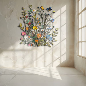 Spring Wildflower Butterfly Metal Wall Art β UV Printed Aluminum Nature Garden Decor Indoor Outdoor