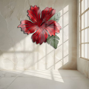 Hibiscus Flower Metal Wall Art – UV Printed Aluminum Tropical Decor Coastal Indoor Outdoor