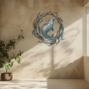 Blue Seal Metal Wall Art – UV Printed Aluminum Coastal Decor Ocean Indoor Outdoor