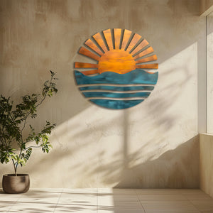 Sunrise Ocean Metal Wall Art – UV Printed Aluminum Coastal Decor Beach Indoor Outdoor