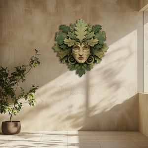 Green Woman Metal Wall Art – UV Printed Aluminum Forest Goddess Nature Decor Indoor Outdoor