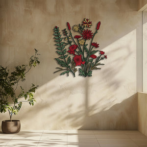 Wildflower Metal Wall Art – UV Printed Aluminum Botanical Floral Decor Indoor Outdoor