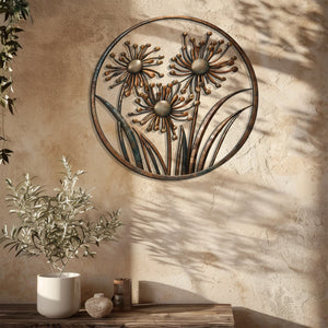 Minimal Metal Flower Wall Art – Modern Floral Decor Wall Art Indoor Outdoor