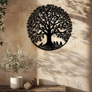 Bird Tree of Life Metal Wall Art – UV Printed Decor Nature Indoor Outdoor