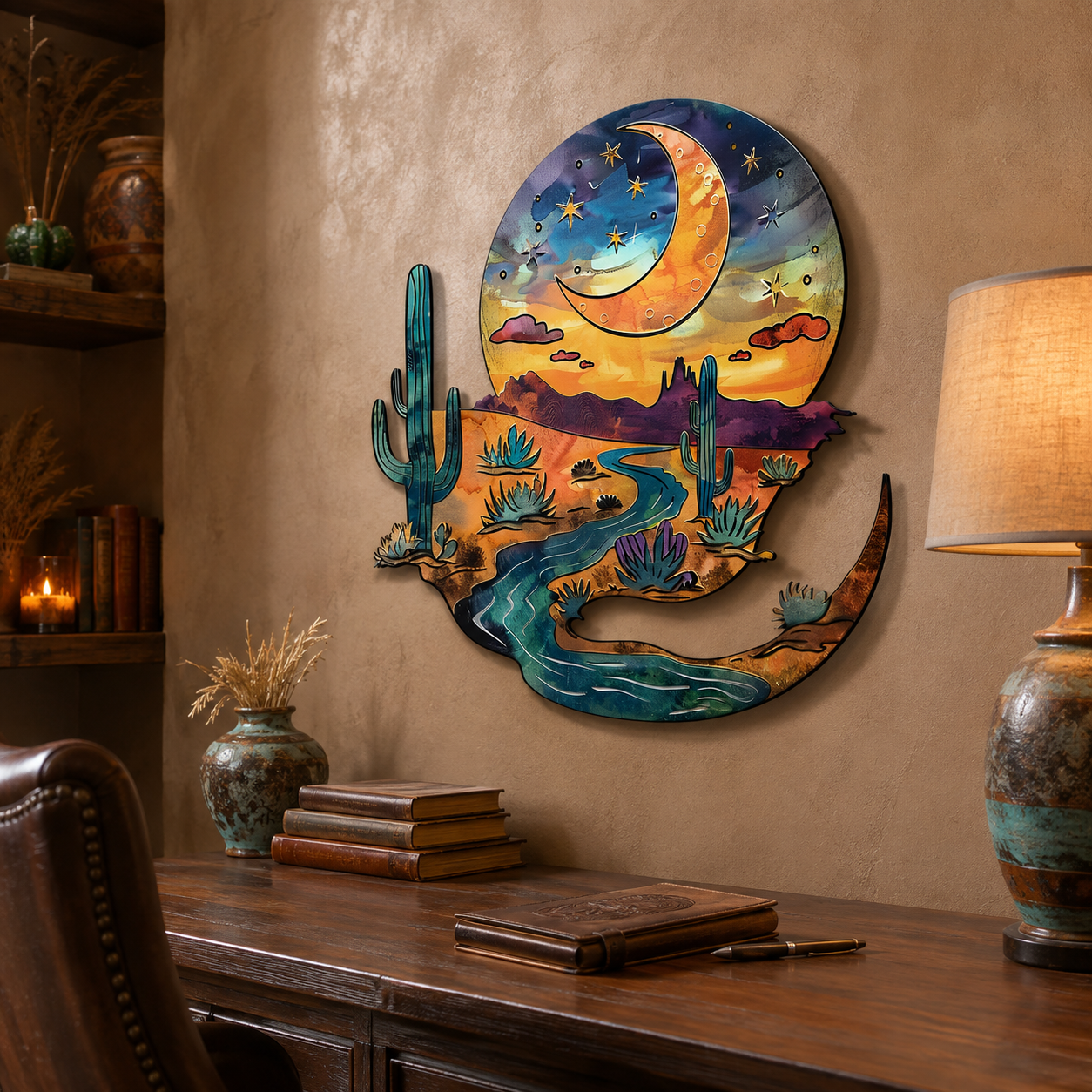 Southwestern Desert Sun Moon Metal Wall Art