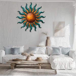 Sunburst Metal Wall Art β UV Printed Decor Rustic Indoor Outdoor