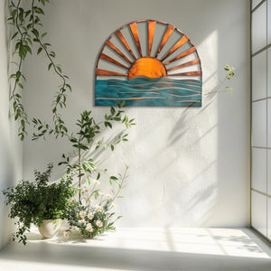 Sun Ocean Metal Wall Art – UV Printed Aluminum Coastal Decor for Indoor & Outdoor
