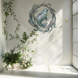Blue Seal Metal Wall Art – UV Printed Aluminum Coastal Decor Ocean Indoor Outdoor