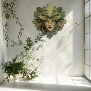 Green Woman Metal Wall Art – UV Printed Aluminum Forest Goddess Nature Decor Indoor Outdoor