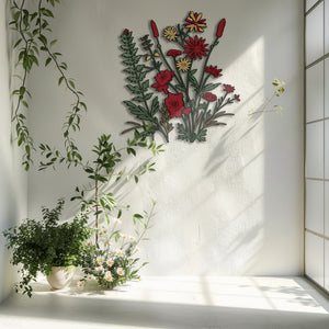 Wildflower Metal Wall Art – UV Printed Aluminum Botanical Floral Decor Indoor Outdoor