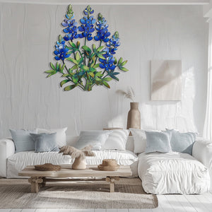 Texas Bluebonnet Metal Wall Art – Wildflower Decor Rustic Outdoor Indoor Garden