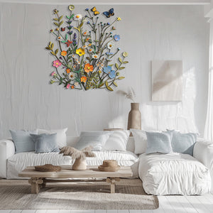 Wildflower Butterfly Metal Wall Art β Floral Nature Decor Garden Indoor Outdoor