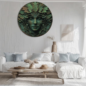 Green Woman Metal Wall Art β UV Printed Goddess Nature Decor Indoor Outdoor