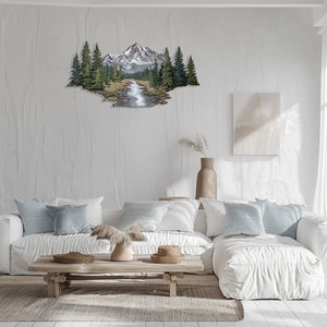 Mountain Wall Art – Forest River Landscape Metal Decor
