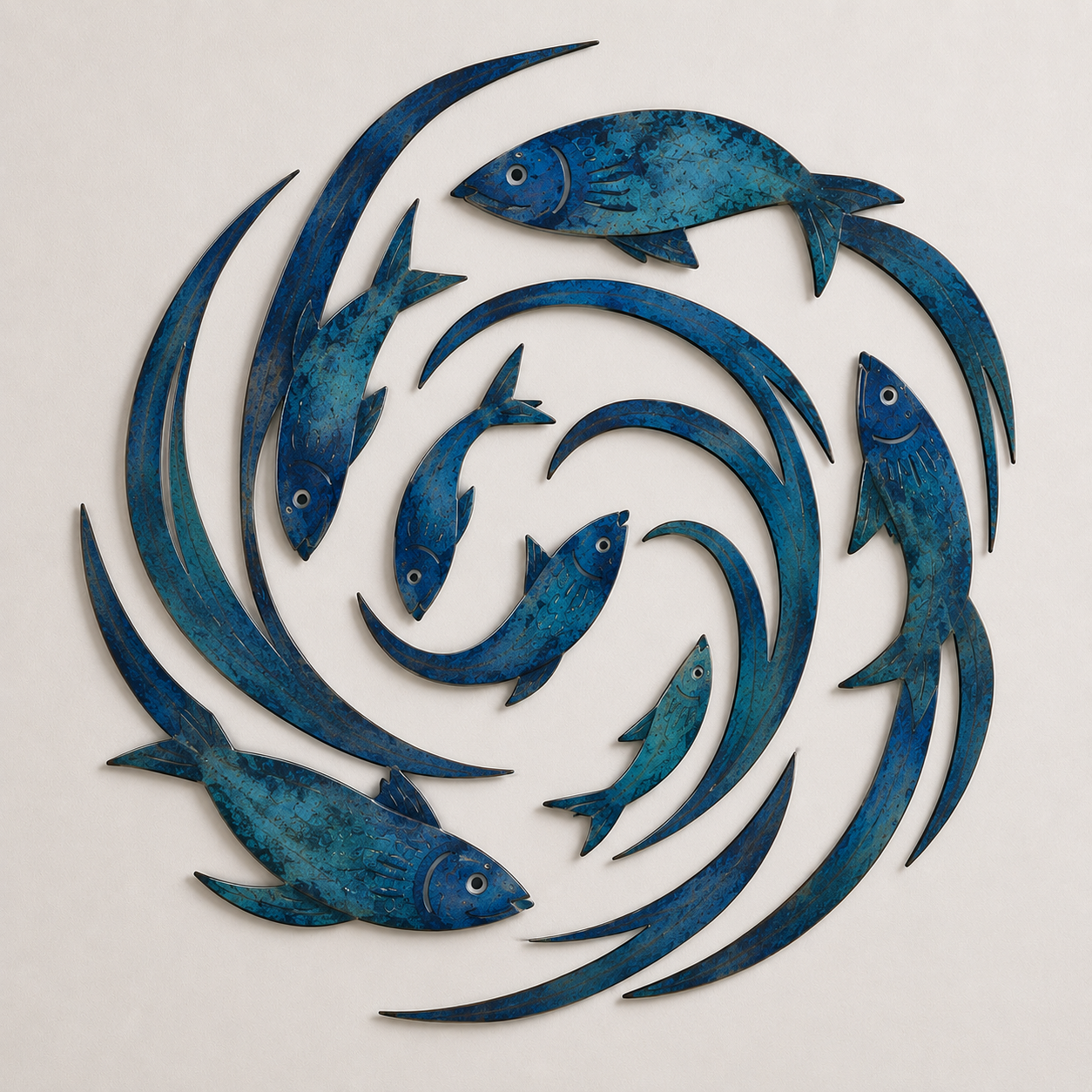 School of Fish Metal Wall Art, Coastal Celestial Decor for Patio & Garden