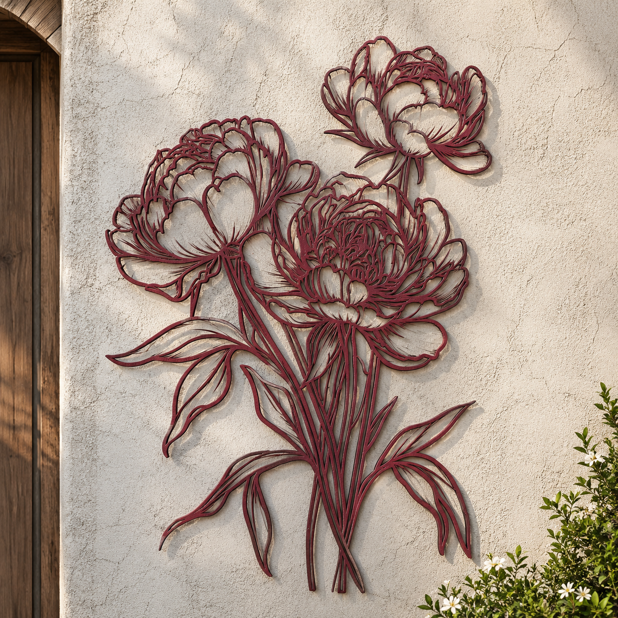 Pink Peony Metal Wall Art Floral Garden Spring Outdoor Wall Decor