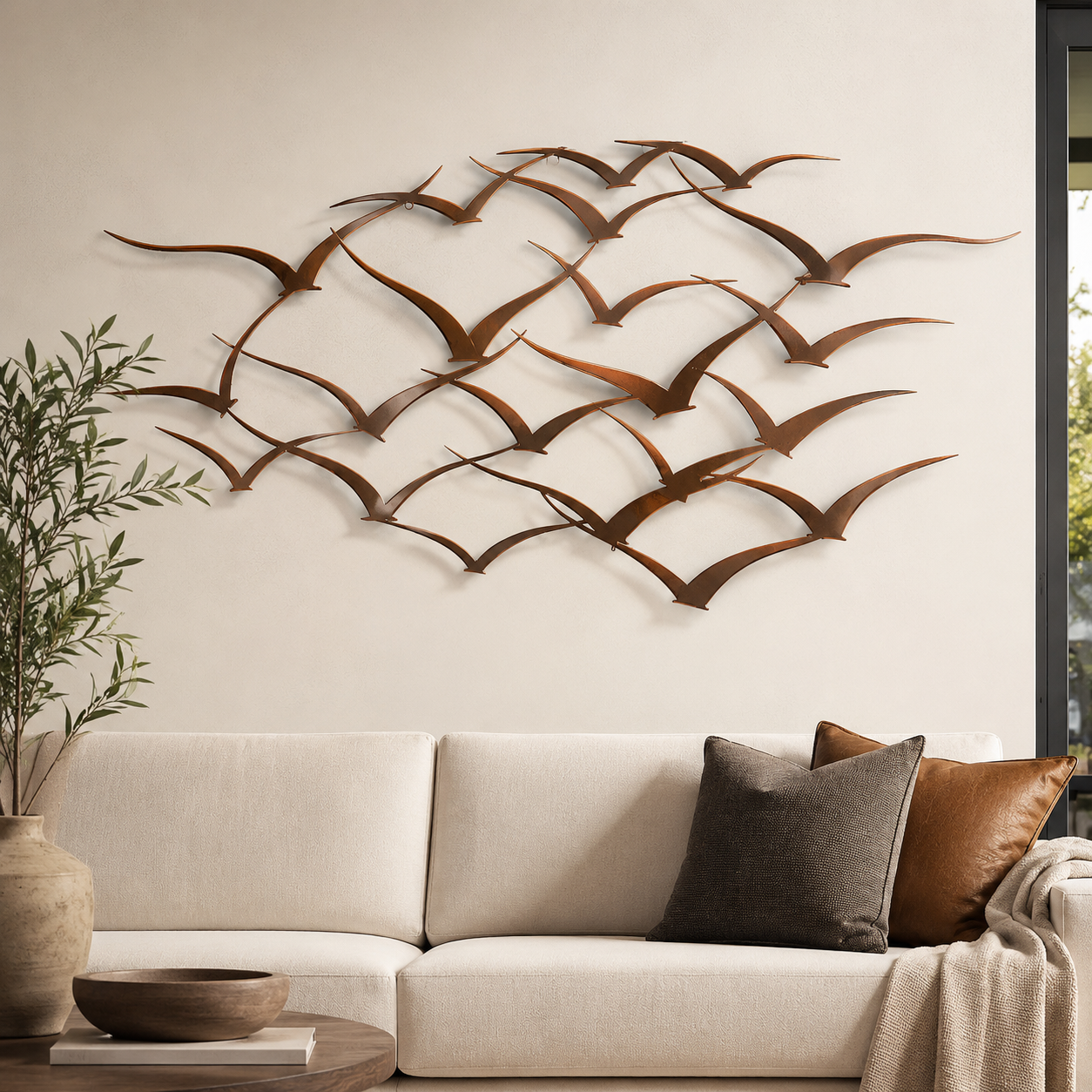 Flock Of Birds Metal Wall Art Cloud Sky Coastal Wall Decor