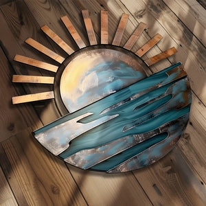 Sunset Ocean Metal Wall Art – UV Printed Aluminum Coastal Decor for Indoor & Outdoor