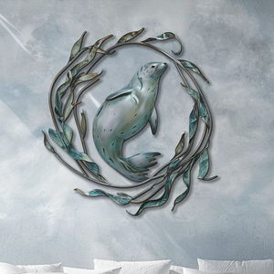 Blue Seal Metal Wall Art – UV Printed Aluminum Coastal Decor Ocean Indoor Outdoor