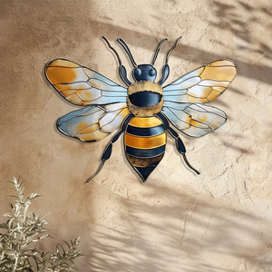 Bee Metal Wall Art Gold Honey Bee Decor – Rustic Garden Wall Hanging Farmhouse Insect Wall Art Nature Home Decor