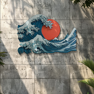 Japanese Wave Wall Art – Zen Ocean Metal Decor