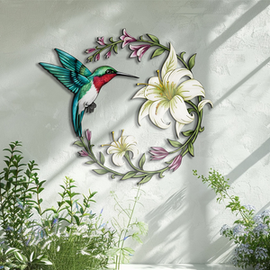 Hummingbird Floral Metal Wall Art – UV Printed Aluminum Nature Decor Garden Indoor Outdoor
