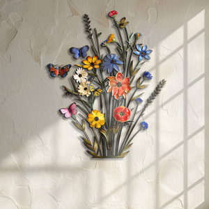 Wildflower Butterfly Metal Wall Art β UV Printed Aluminum Nature Garden Decor Indoor Outdoor