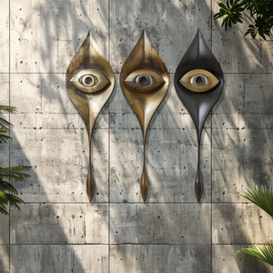 Modern Evil Eye Metal Wall Art Abstract Boho Wall Decor Gold Black Contemporary Aluminum Wall Sculpture Set