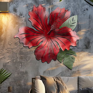 Hibiscus Flower Metal Wall Art – UV Printed Aluminum Tropical Decor Coastal Indoor Outdoor
