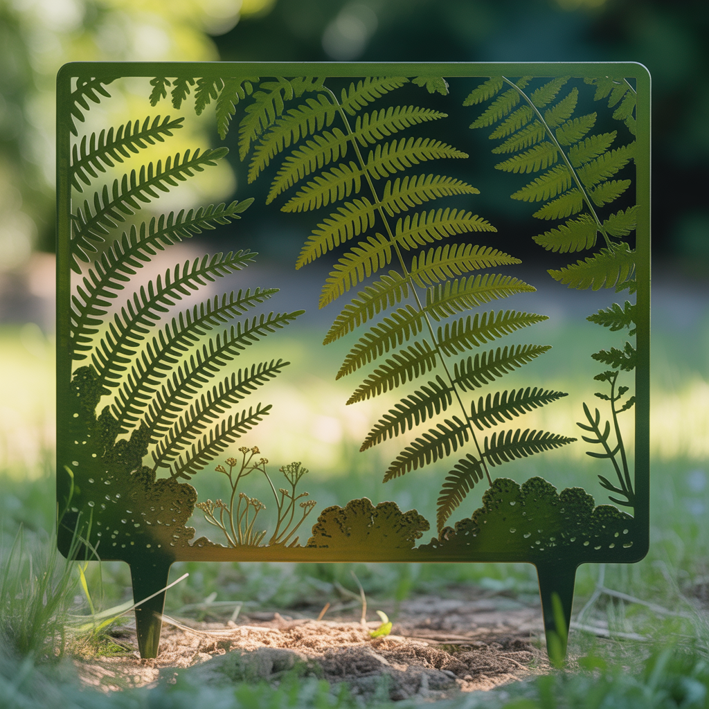 Fern Garden Stake Metal Art, Botanical Outdoor Yard Decor