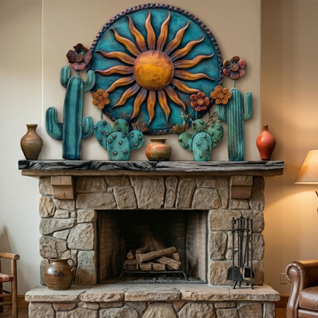 Desert Cactus Metal Wall Art Sign