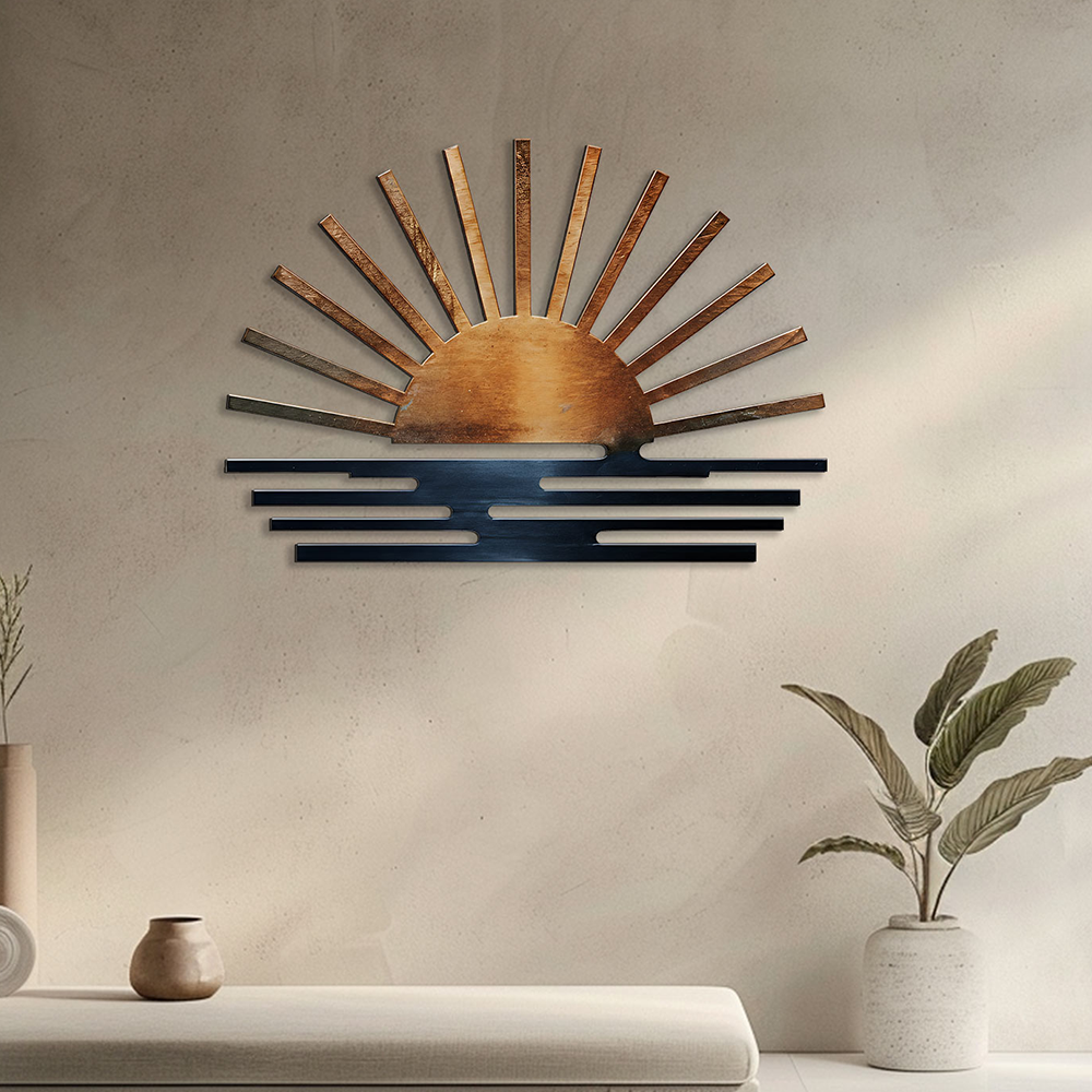 Sunburst Sunrise Sunset Metal Wall – UV Printed Decor Custom Coastal Indoor Outdoor