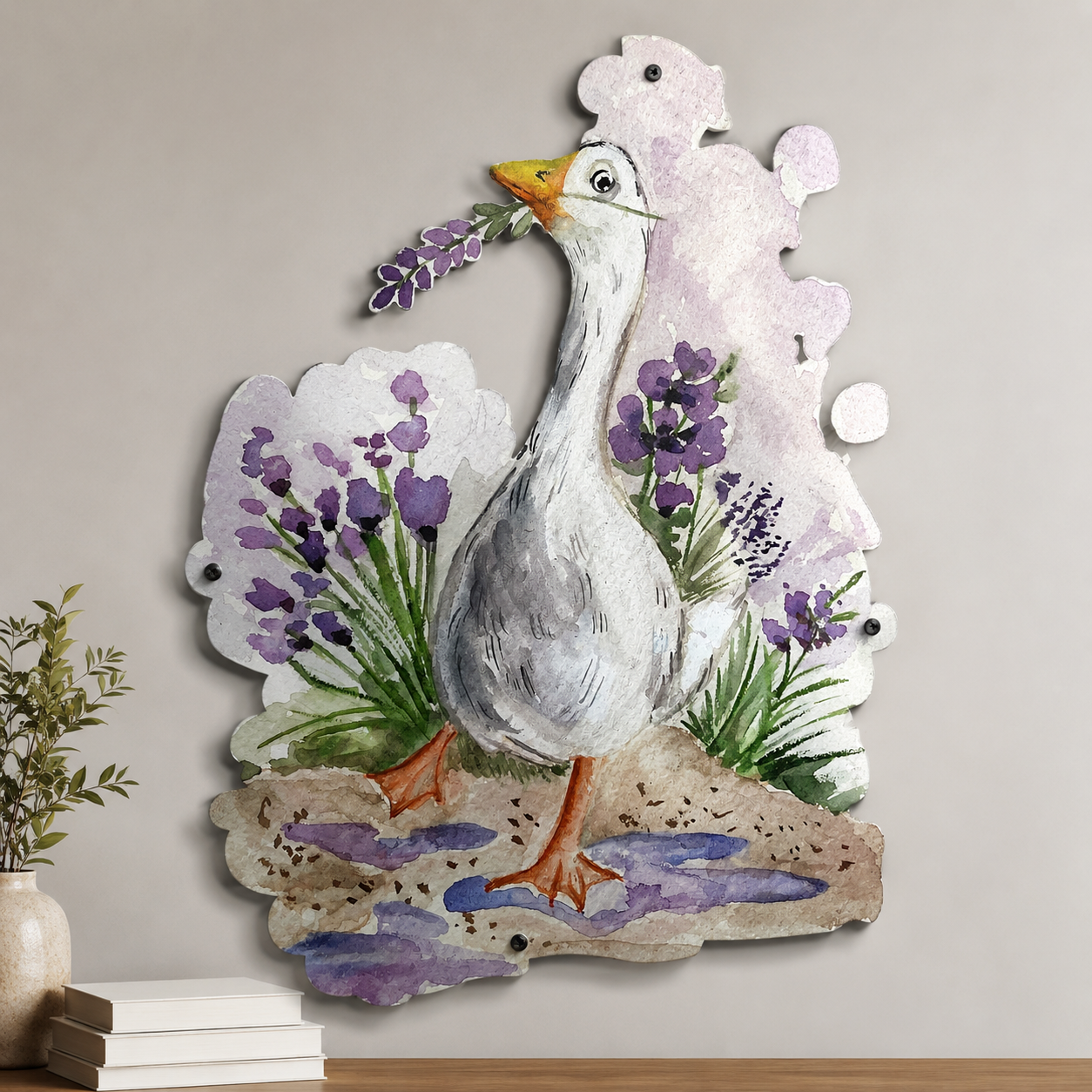 Goose Lavender Metal Wall Art Cottagecore Farmhouse Decor