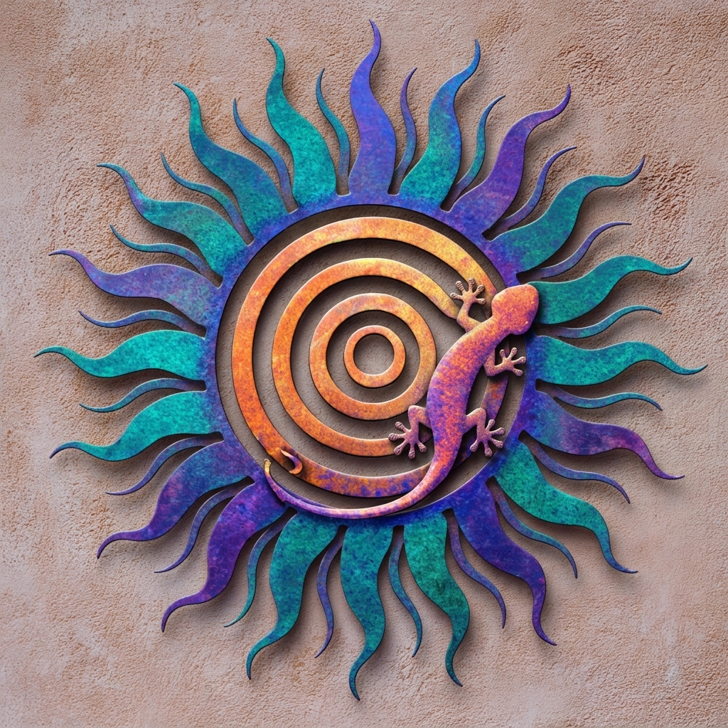 Colorful Sunburst Metal Wall Art Boho Outdoor Garden Wall Decor