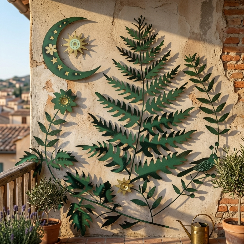 Botanical Fern Metal Wall Art Forest Inspired Garden Decor Outdoor Patio Hanging Nature Wall Sculpture