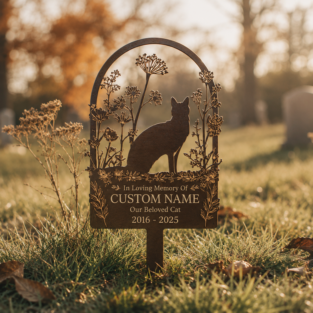 Personalized Pet Memorial Garden Stake, Cat Memorial Metal Sign, Pet Loss Gift