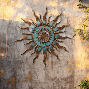 Turquoise Sun Metal Wall Art β UV Printed Aluminum Decor for Indoor & Outdoor