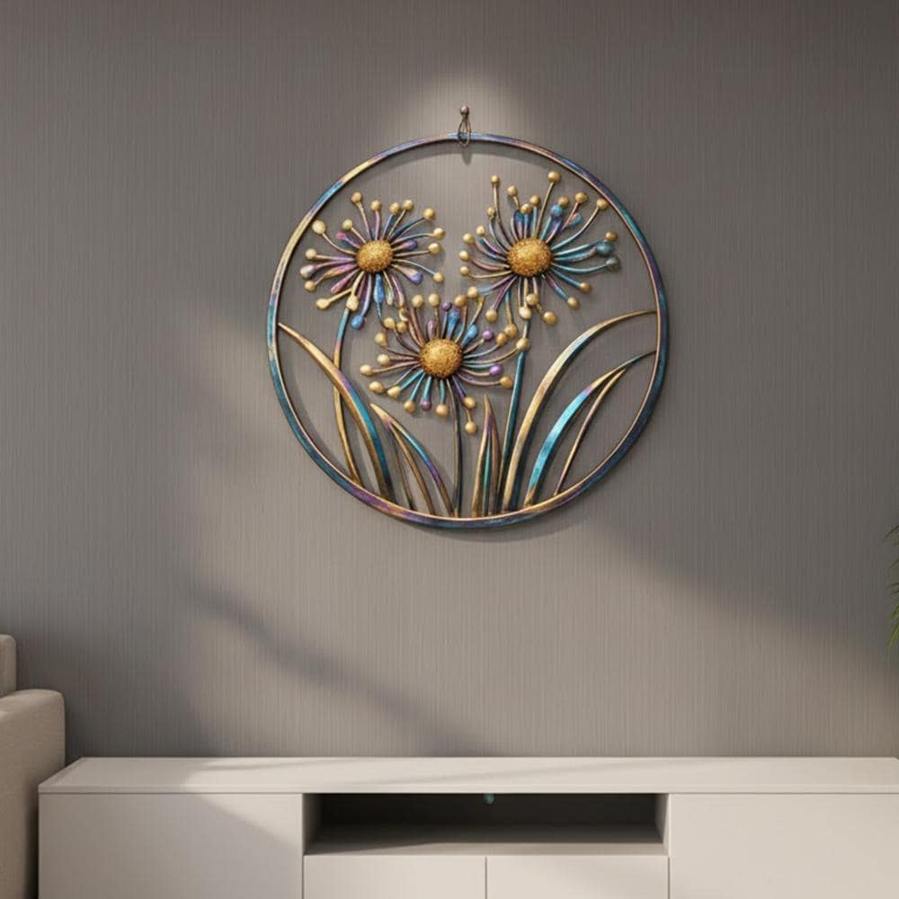 Floral Metal Wall Art: Rustic Wildflower Garden Decor Sign (UV Printed)