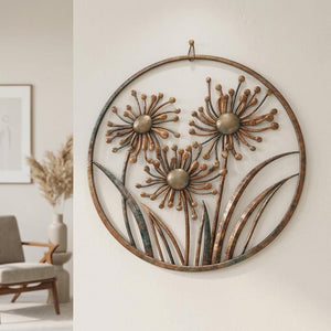 Floral Metal Wall Art: Rustic Wildflower Garden Decor Sign (UV Printed) UV printed on aluminum