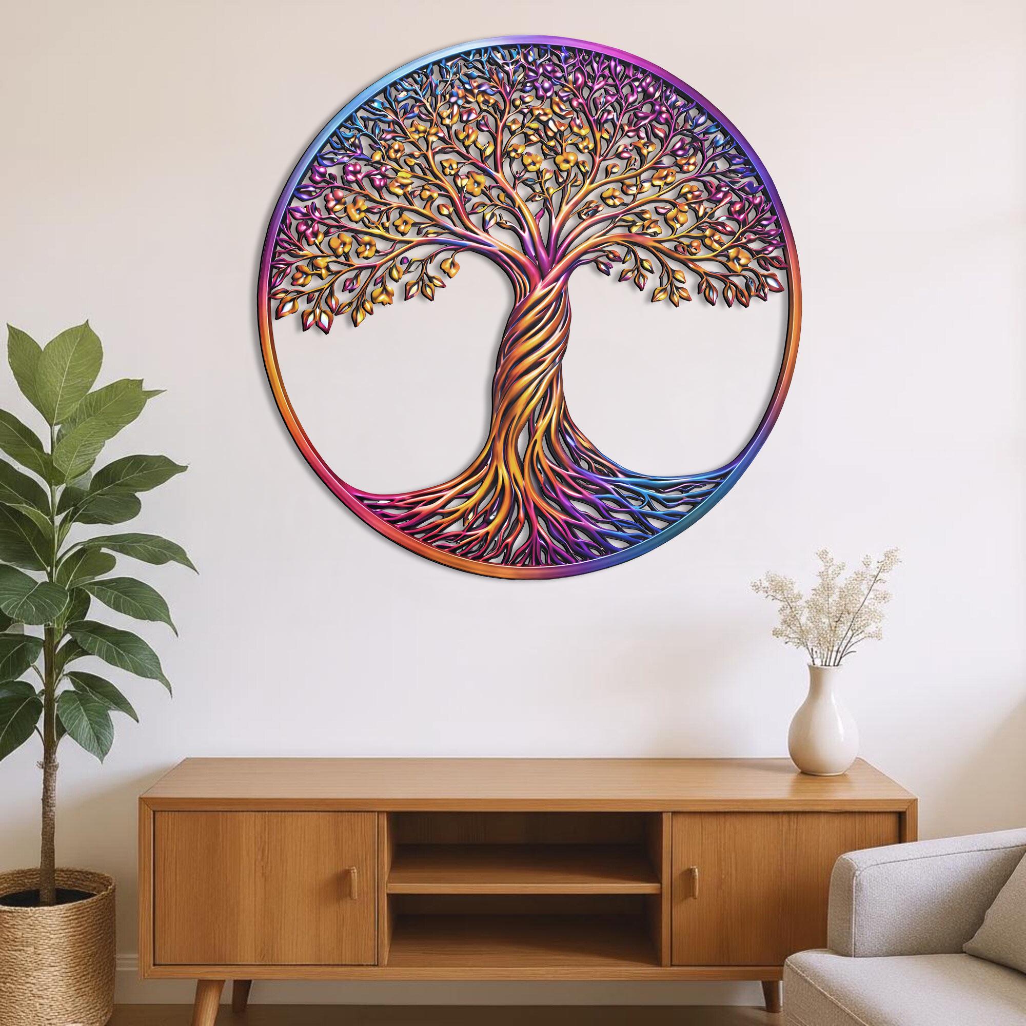 Large Metal Tree of Life Wall Art - Elegant Mural for Home, Courtyard & Garden Decor - Stunning Outdoor Yard Sculpture
