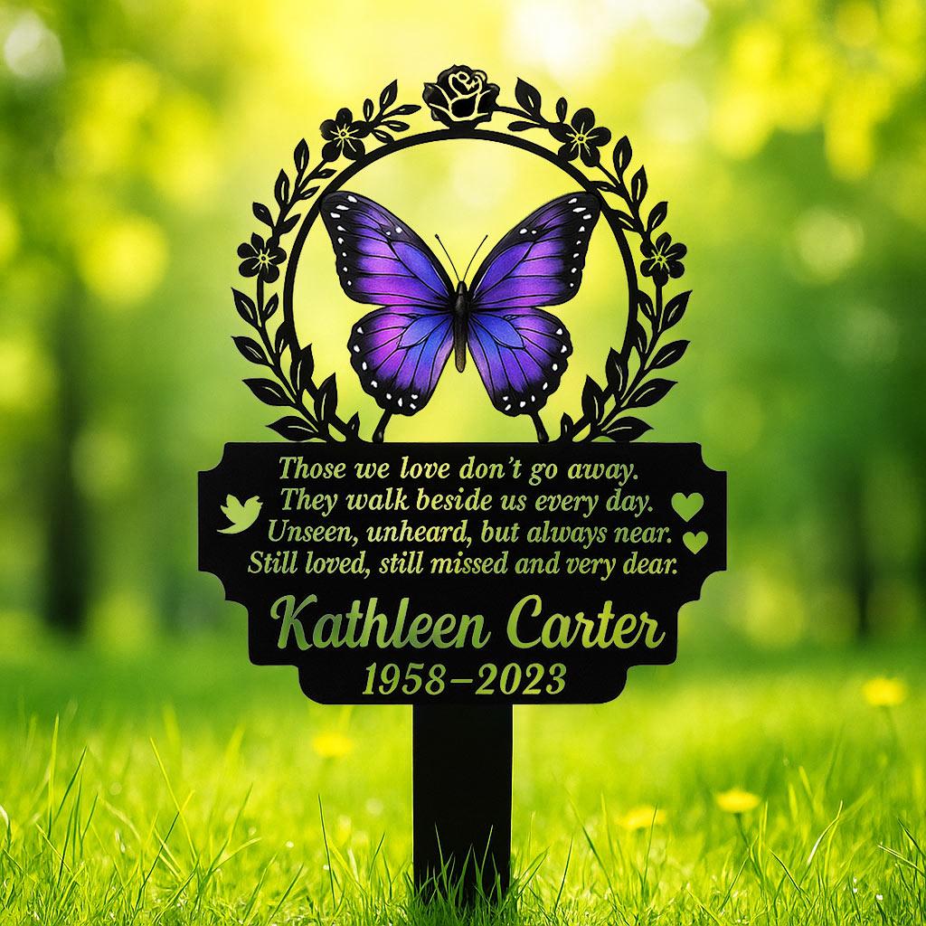 Personalized Butterfly Memorial Metal Grave Marker In Loving Memory Yard Stake for Garden Outdoor Sympathy Gift for Loss of Loved One, Metal Sign