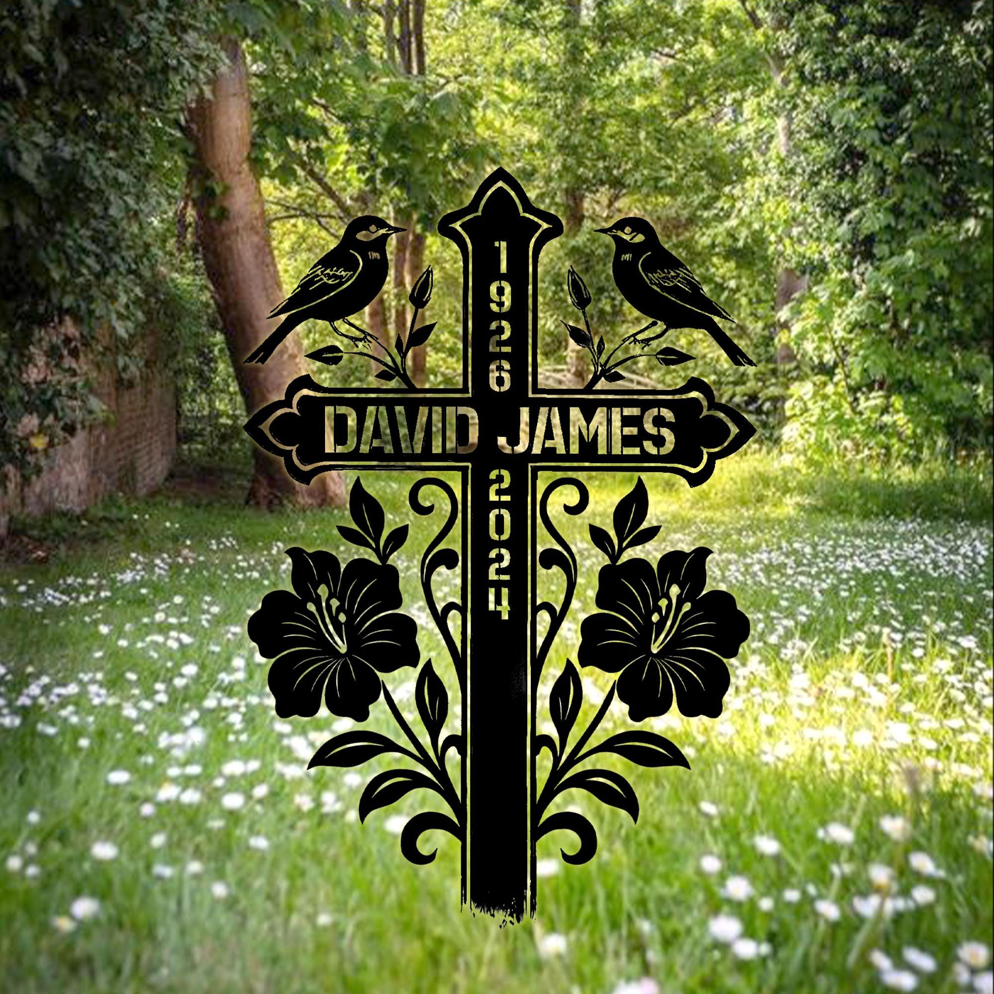 Custom Memorial Metal Cross Stake, Grave Marker, Sympathy Gifts, Remembrance Gift, Lawn Metal Cross, Garden Stake, Memorial Gift, Metal Sign