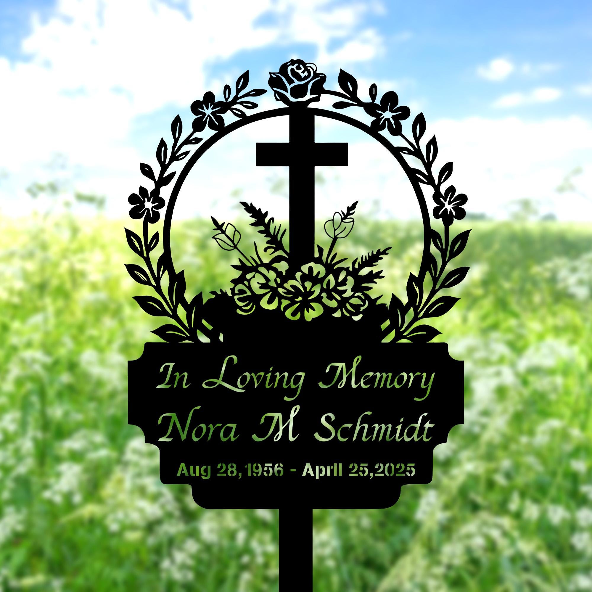 Personalized Memorial Cross Stake,Custom Cross Memorial Metal Stake, In Memory Cross,Grave Marker,Sympathy Gift,Remembrance Decor,Garden Sign, metal Sign