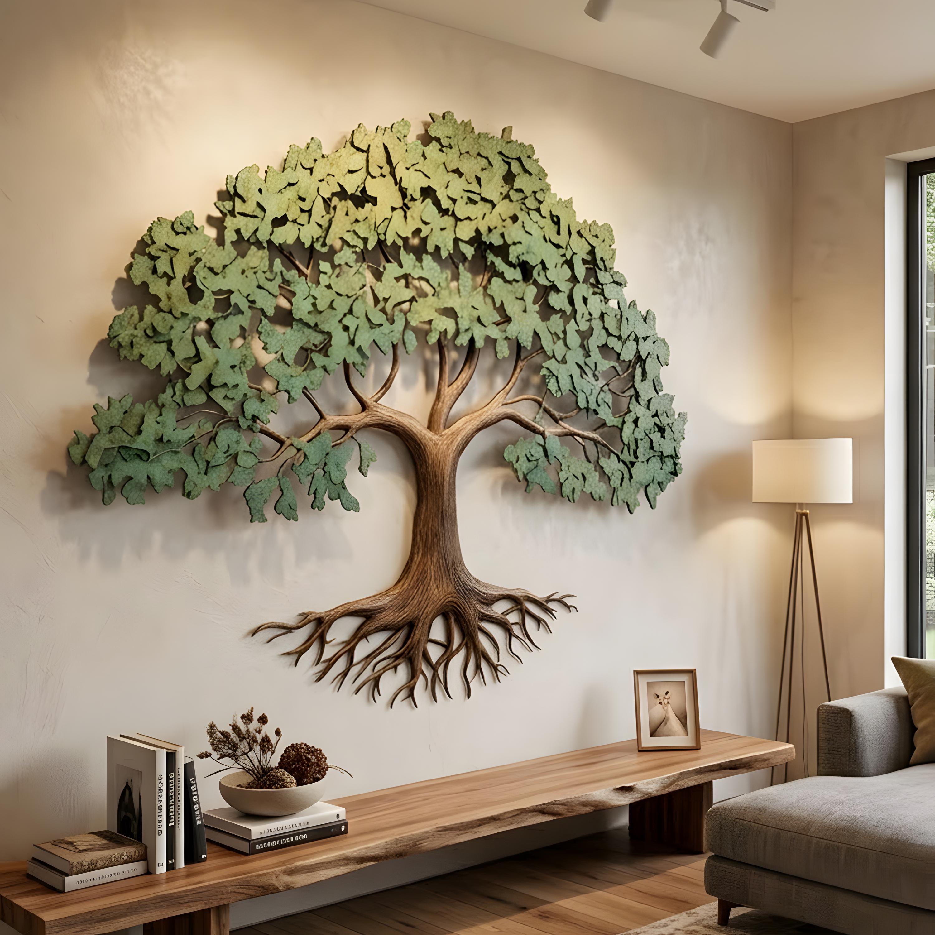 Metal Tree of Life Wall Art, Modern Nature Inspired Branch Decor (UV Printed)