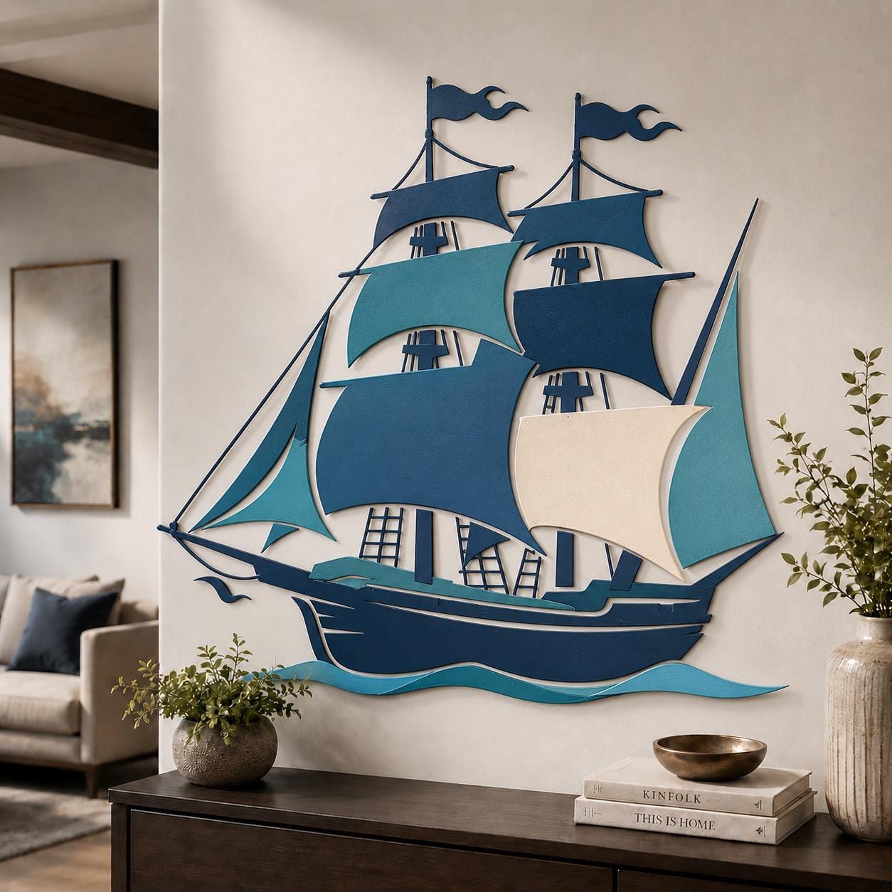 Sailboat Metal Wall Art - Coastal Nautical Beach Decor