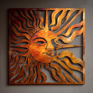 Wacky Sun Metal Wall Art Boho Outdoor Garden Patio Decor UV printed on aluminum